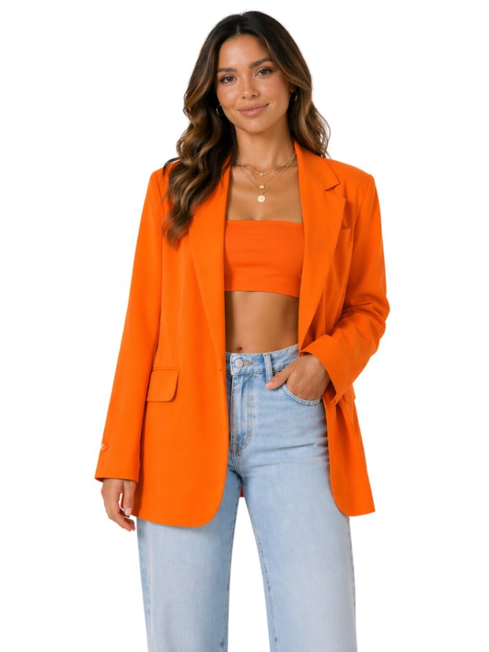 Aggi Selected Vibrant Orange Silk Blend Blazer – Oversized | Size 38 (US 8)